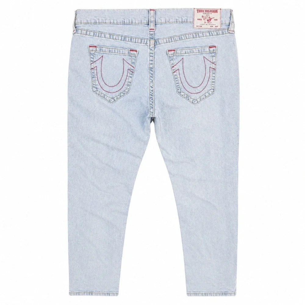 True Religion Jeans Mens XL 38x32 Rocco Relaxed Skinny Loud Stitch Powder Blue